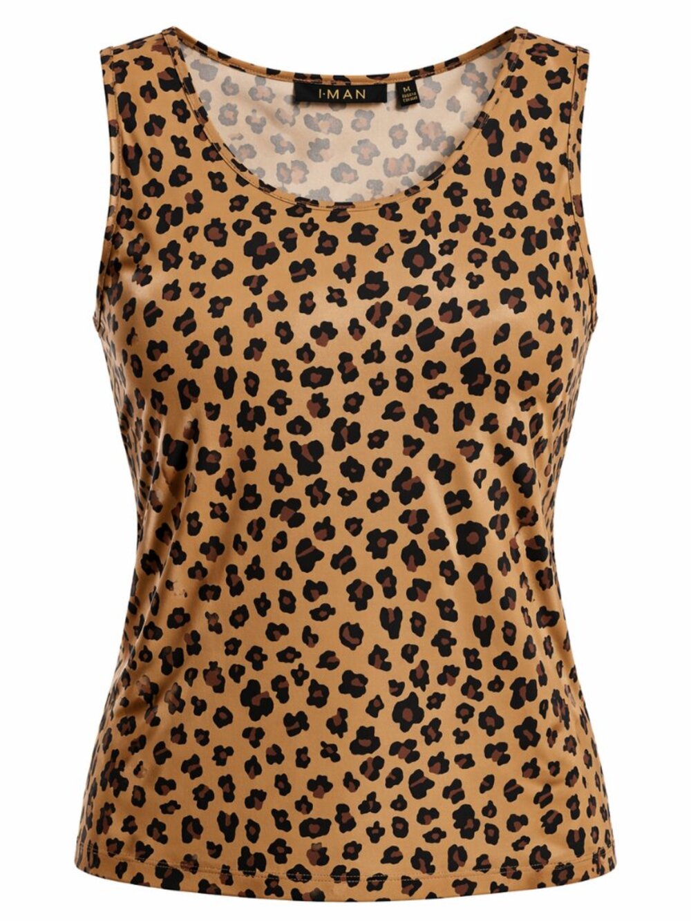 IMAN Global Chic Leopard Print Tank Top XL Brown Animal Print Sleeveless NWT